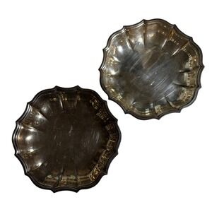 Vintage Silver Plated Scalloped Edge Trinket Dish Set of 2